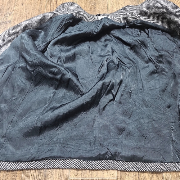 Herringbone Coat Blazer Black and White Pure Wool Button Size 9/10 (Medium) - Picture 12 of 14
